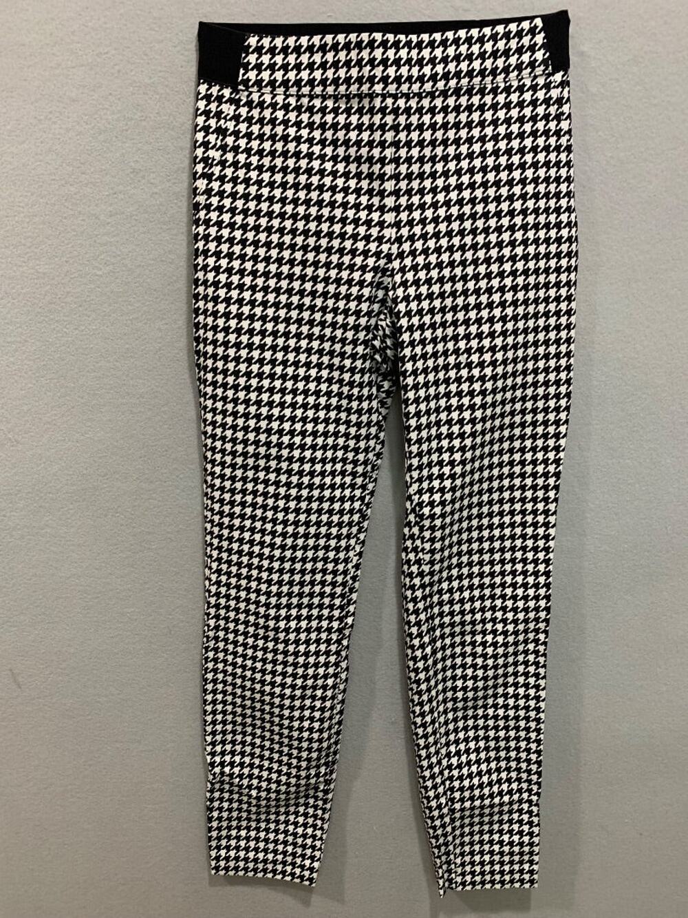 Size 2 IMNYC Womens Black White Houndstooth Stretch Pants Isaac Mizrahi